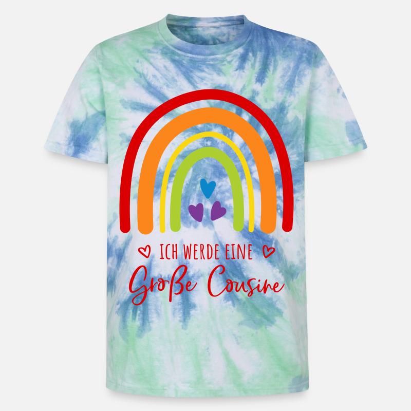 Ich werde eine große Cousine Regenbogen - Unisex Premium Tie Dye T-Shirt - Spiralblau