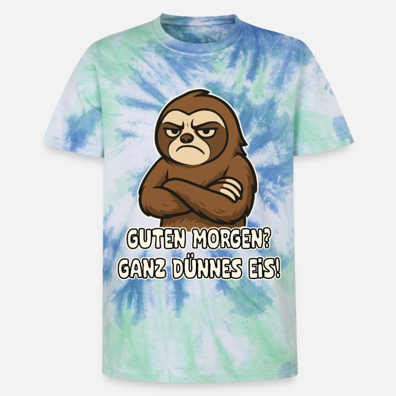 Grumpy sloth with saying - Unisex Premium Tie-Dye T-Shirt - Blue Spiral