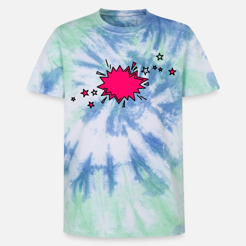 Comic Element in schwarz und pink - Unisex Premium Tie Dye T-Shirt - Spiralblau