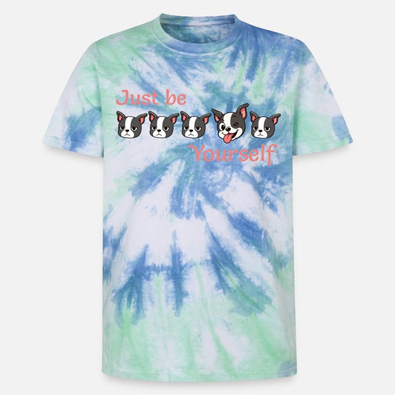 Boston - Sei einfach - du selbst - Pink - Unisex Premium Tie Dye T-Shirt - Spiralblau