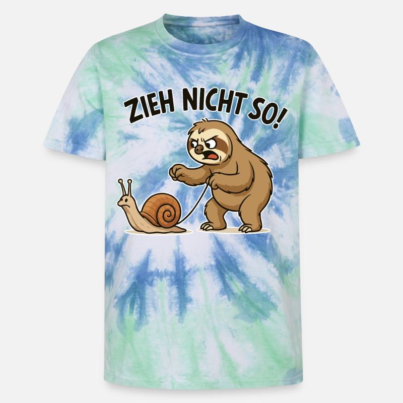 Don't pull so sloth - Unisex Premium Tie-Dye T-Shirt - Blue Spiral