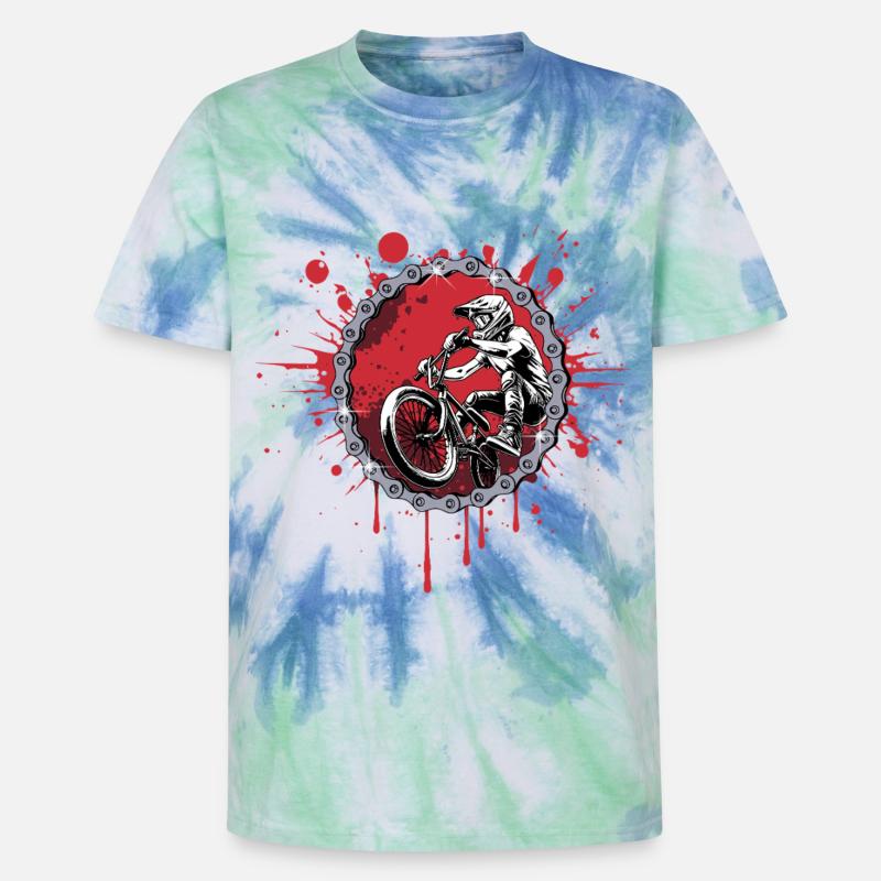 BMX Sprung durch eine Kette - Unisex Premium Tie Dye T-Shirt - Spiralblau