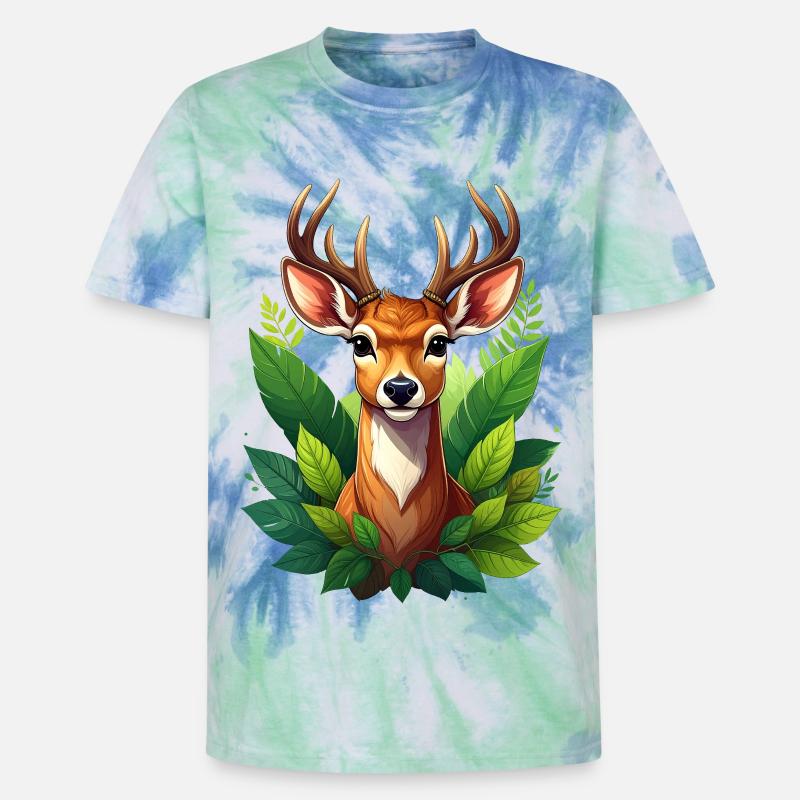 Ein Reh oder Hirsch im Wald - Unisex Premium Tie Dye T-Shirt - Spiralblau