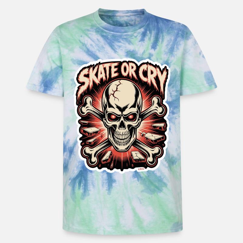 Skate- oder Cry-Skull-Tee-Design - Unisex Premium Tie Dye T-Shirt - Spiralblau