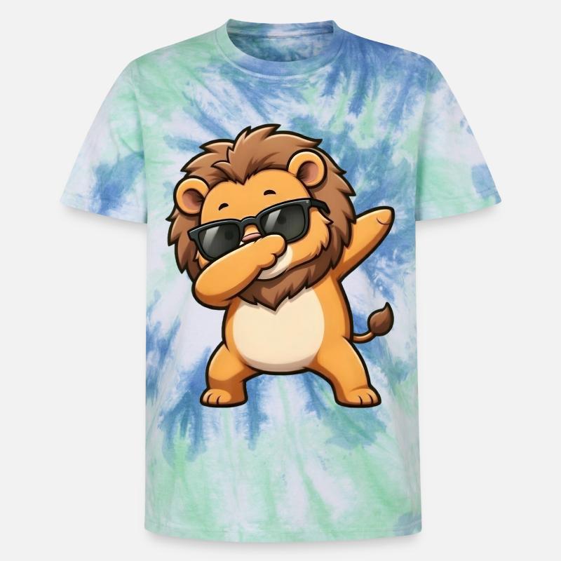 Dabbing Löwe - Unisex Premium Tie Dye T-Shirt - Spiralblau