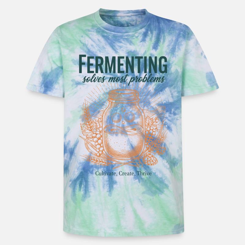 Fermenting Solves Most Problems Sourdough Era - Unisex Premium Tie-Dye T-Shirt - Blue Spiral