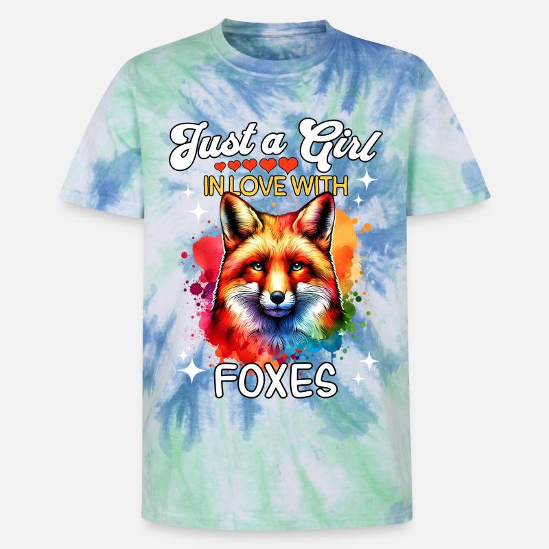 Rotfuchs Fuchs Mädchen Fox - Unisex Premium Tie Dye T-Shirt - Spiralblau