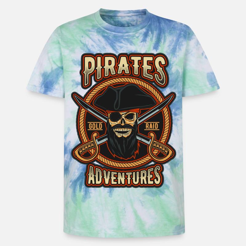 Pirate Gold Raid Patch - T-shirt tie-dye premium unisexe - bleu spirale