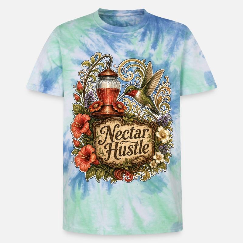 Nectar Hustle - T-shirt tie-dye premium unisexe - bleu spirale