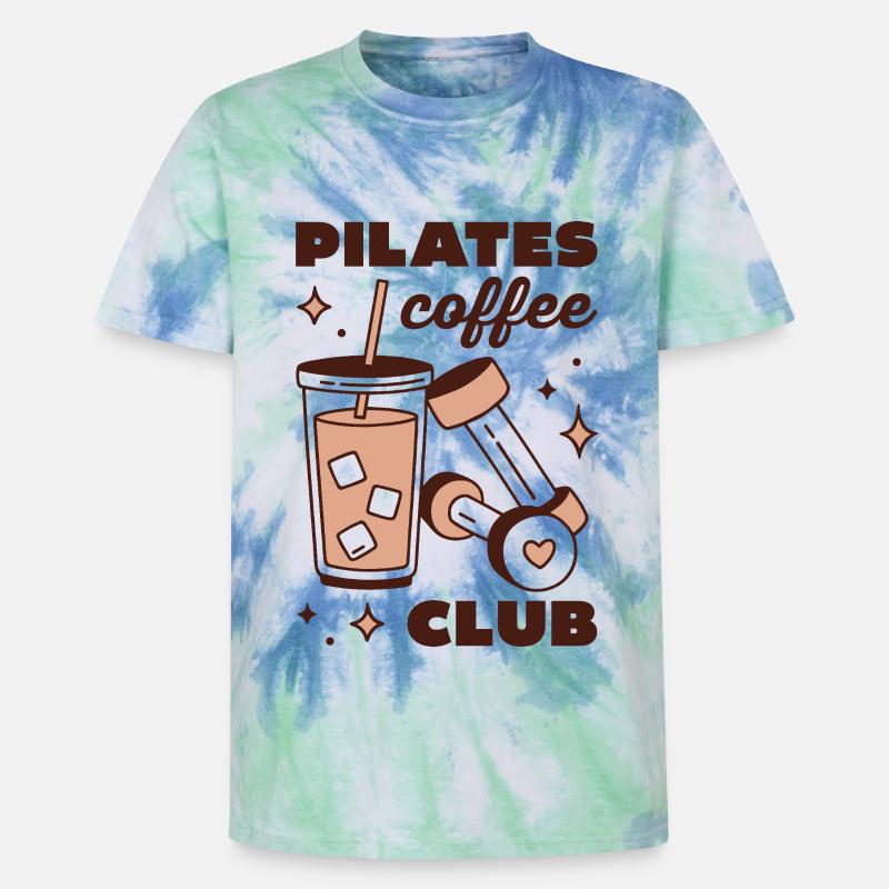 Pilates-Eiskaffee-Latte-Mädchen-Ästhetik - Unisex Premium Tie Dye T-Shirt - Spiralblau
