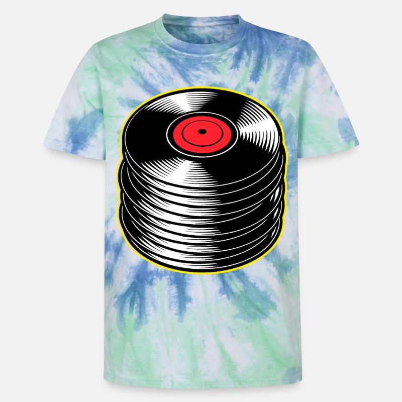 Stack d’albums vinyles - T-shirt tie-dye premium unisexe - bleu spirale