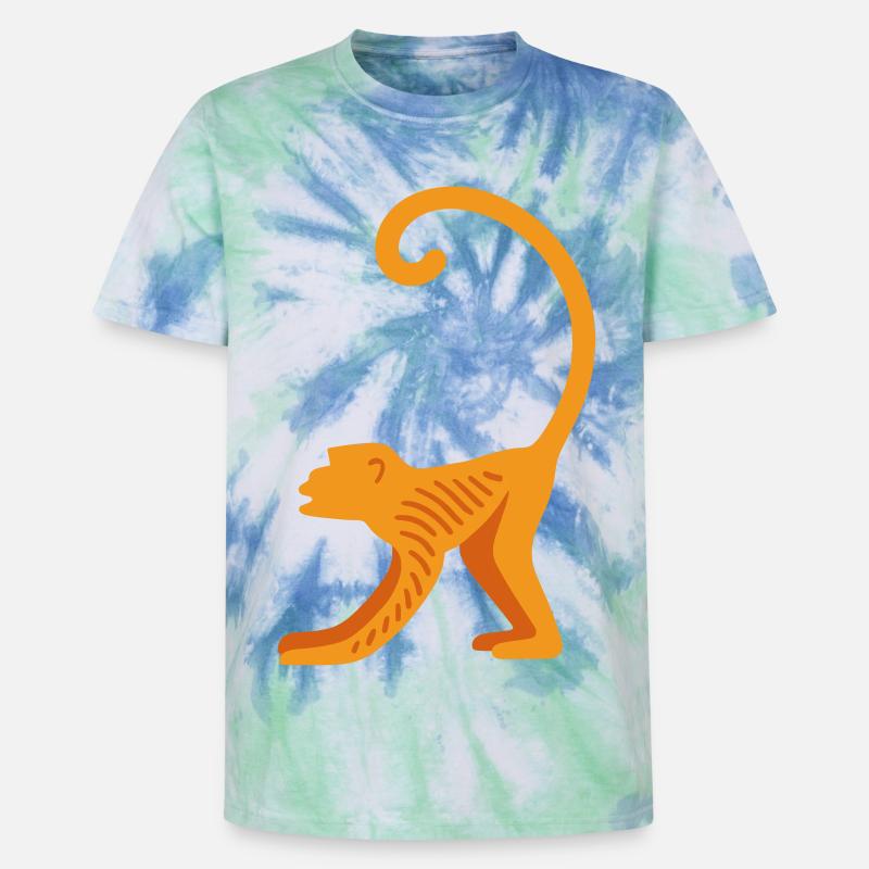 Orangutan Linienlogo - Unisex Premium Tie Dye T-Shirt - Spiralblau