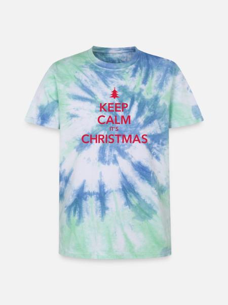 KEEP CALM IT'S CHRISTMAS Weihnachten - Unisex Premium Tie-Dye T-Shirt - Blue Spiral