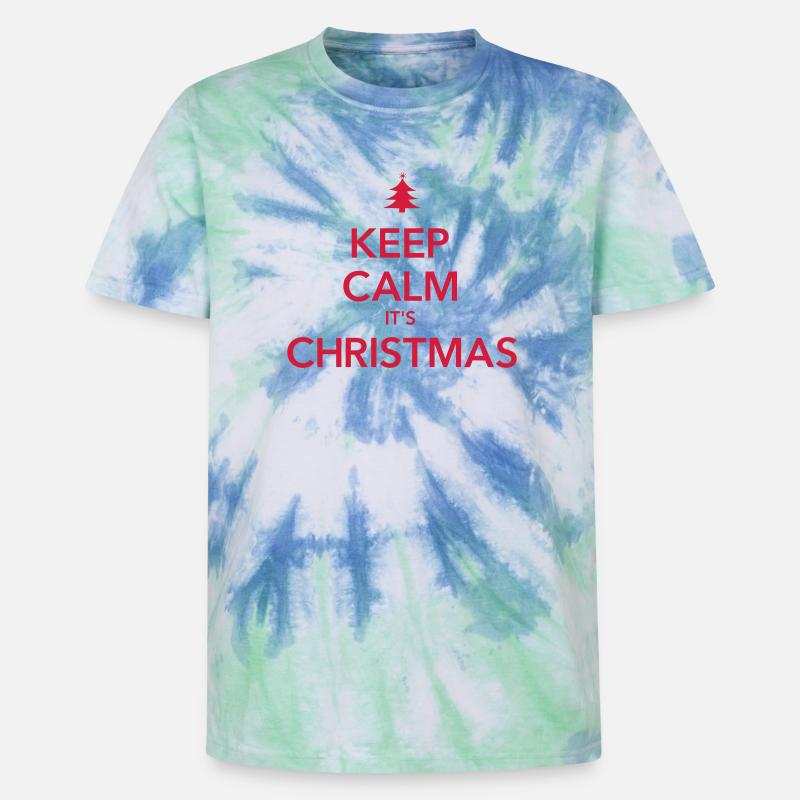 RESTEZ CALME C’EST NOËL Weihnachten - T-shirt tie-dye premium unisexe - bleu spirale