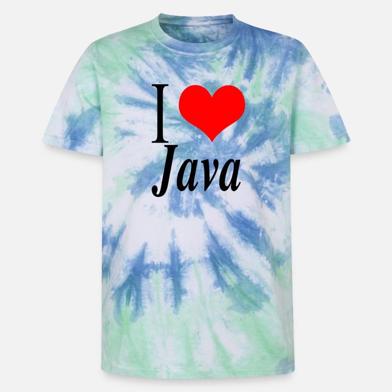 I love Java - Unisex Premium Tie-Dye T-Shirt - Blue Spiral