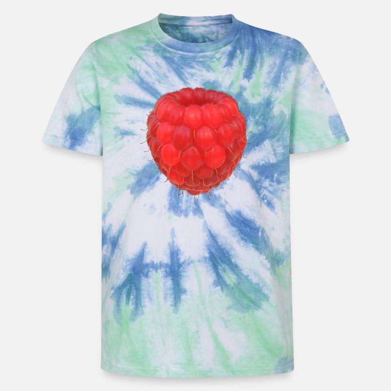 Raspberry Cluster Pattern - Unisex Premium Tie-Dye T-Shirt - Blue Spiral