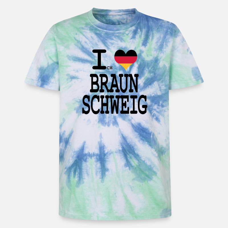 J'aime Brunswick - T-shirt tie-dye premium unisexe - bleu spirale