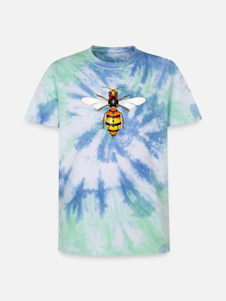 Dessin d’un frelon fascinant - T-shirt tie-dye premium unisexe - bleu spirale