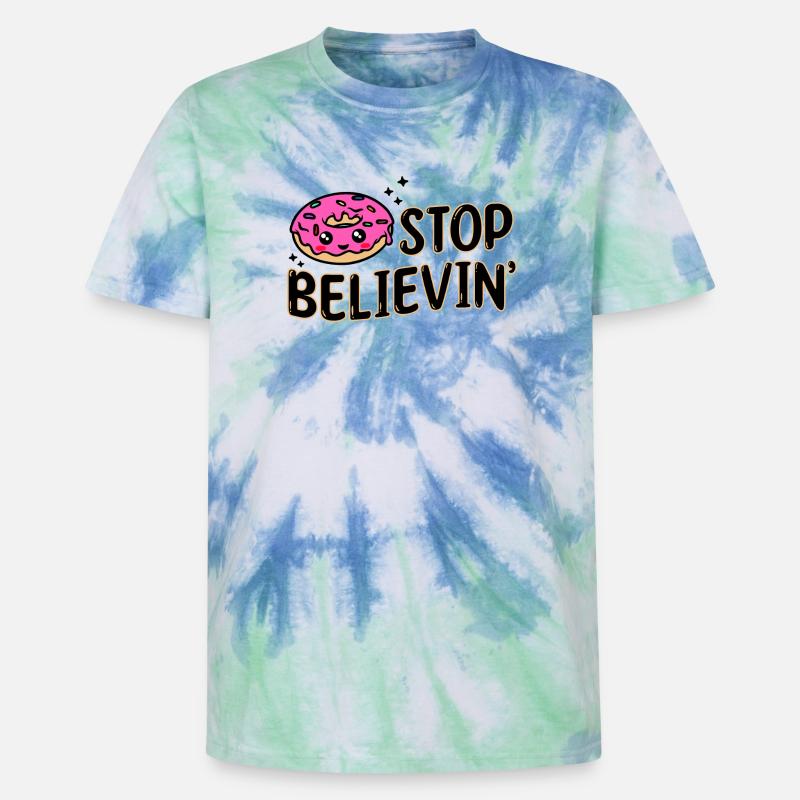Sweets Snacking Statement Delicious Donut - Unisex Premium Tie-Dye T-Shirt - Blue Spiral