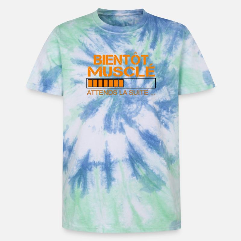 Bientot musclé orange - T-shirt tie-dye premium unisexe - bleu spirale