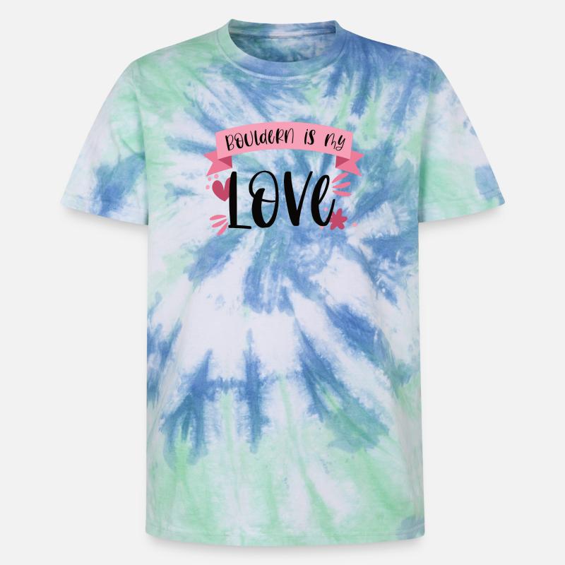Bouldern Klettern Boulderin Berge Geschenk - Unisex Premium Tie Dye T-Shirt - Spiralblau
