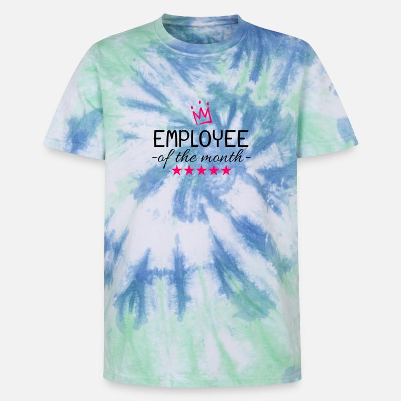 Cadeau de l’employé du mois - T-shirt tie-dye premium unisexe - bleu spirale