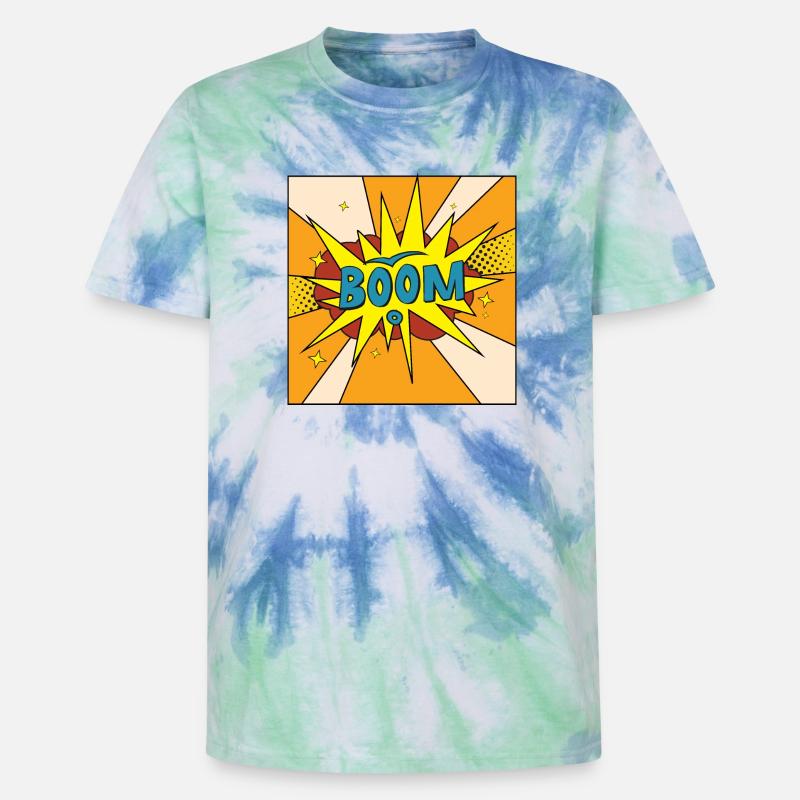 Boom Comic Explosion Stil - Unisex Premium Tie Dye T-Shirt - Spiralblau