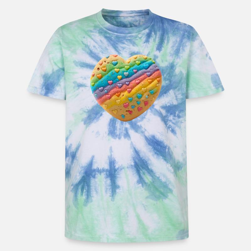 Regenbogenherz Keksdesign - Unisex Premium Tie Dye T-Shirt - Spiralblau