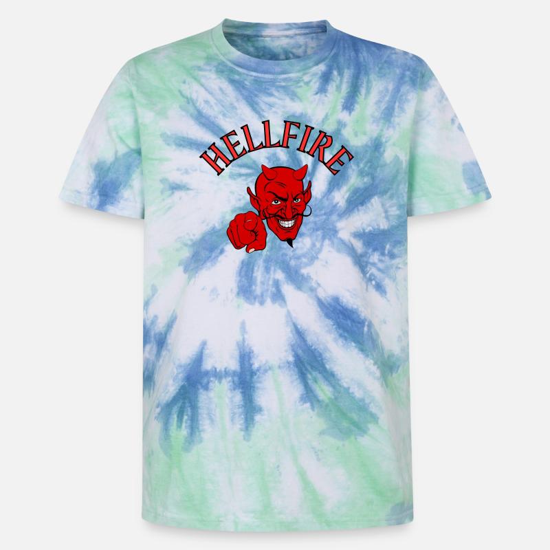 Devil, Satan, Devil, Hellfire - Unisex Premium Tie-Dye T-Shirt - Blue Spiral