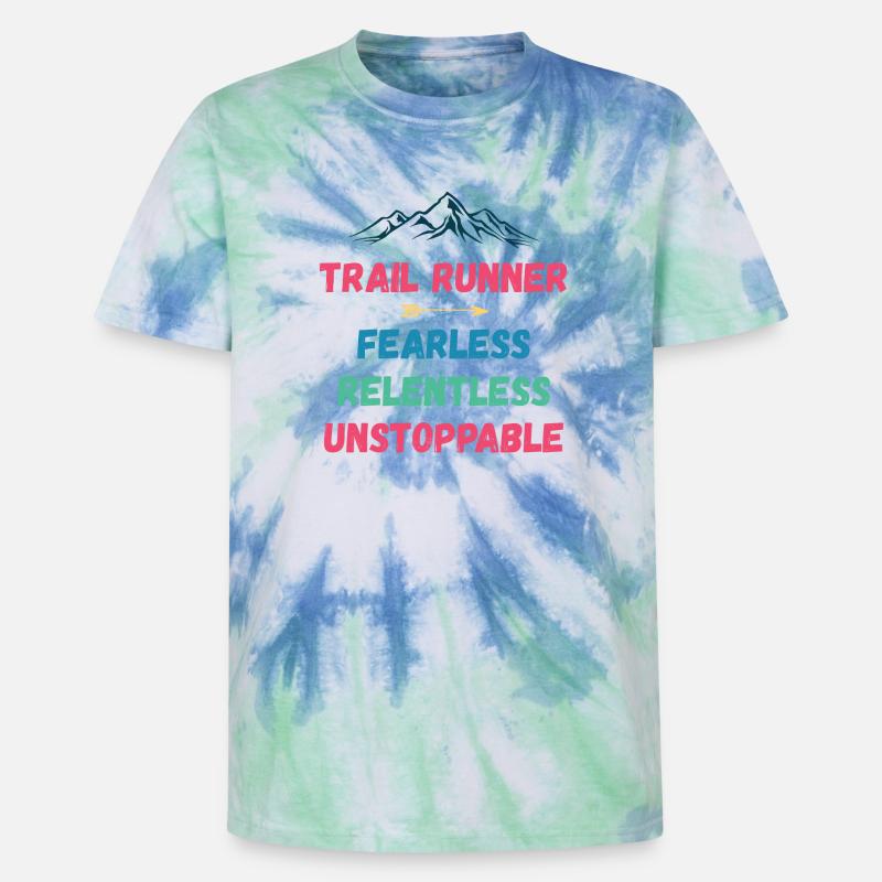 Trail Runner - Intrépide. Implacable. Imparable. - T-shirt tie-dye premium unisexe - bleu spirale