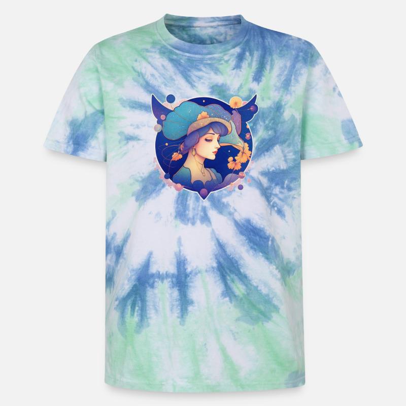 Lady - Unisex Premium Tie-Dye T-Shirt - Blue Spiral