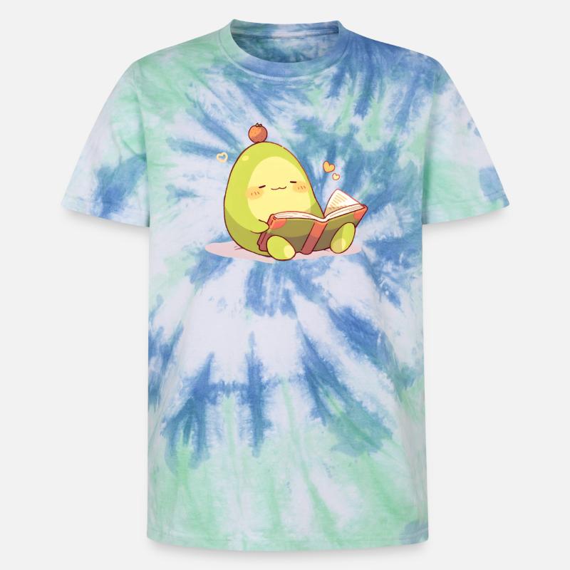 Avocado Leseheld – Kuschelnde Buchzeit - Unisex Premium Tie Dye T-Shirt - Spiralblau