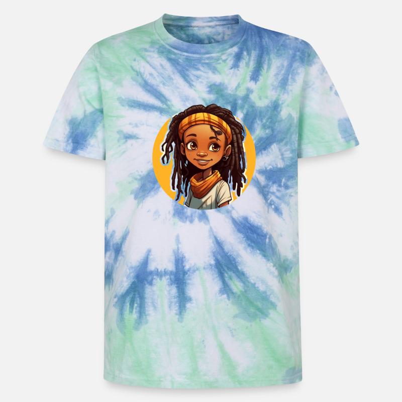 Lässiger Dreadlocks-Stil mit bunter Kopfbedeckung - Unisex Premium Tie Dye T-Shirt - Spiralblau