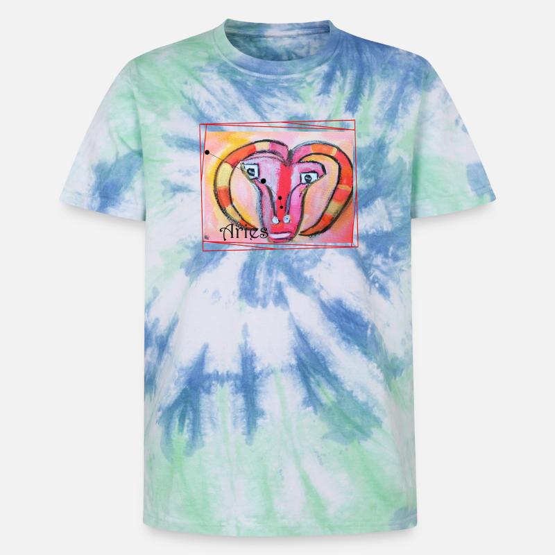 Widder Regenbogen Himmlische Kunst - Unisex Premium Tie Dye T-Shirt - Spiralblau