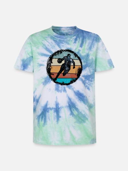 Retro Court Silhouette - Unisex Premium Tie Dye T-Shirt - Spiralblau