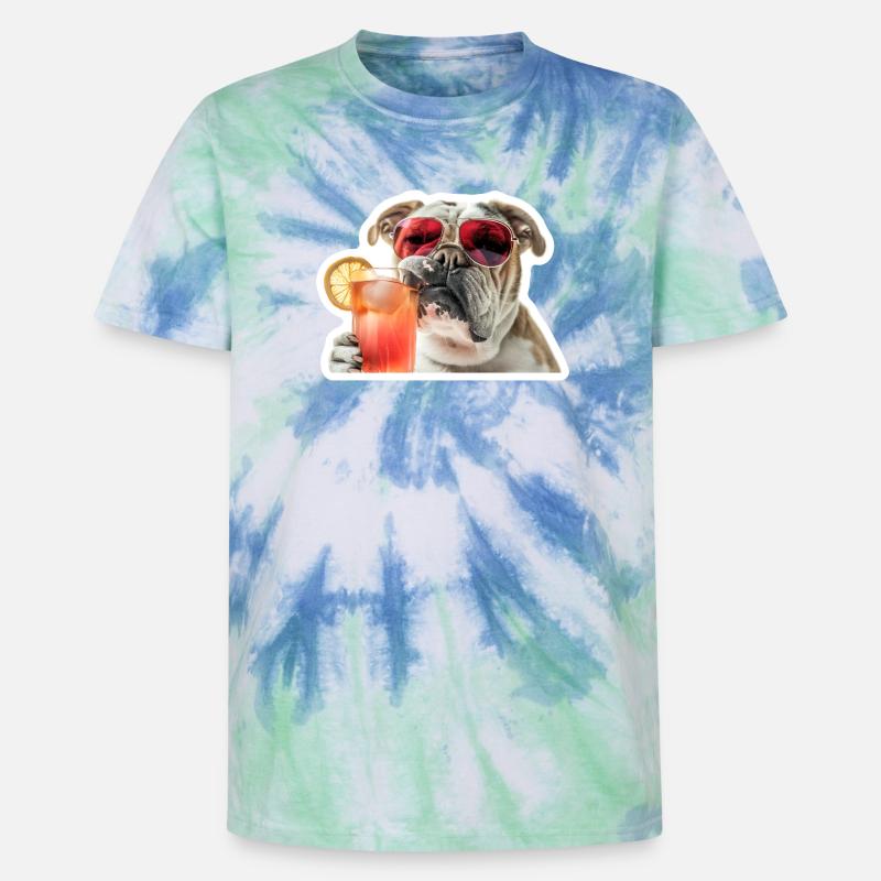 Bully Boire un cocktail - T-shirt tie-dye premium unisexe - bleu spirale