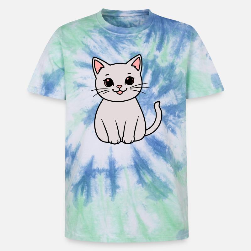 graues Kätzchen - Unisex Premium Tie Dye T-Shirt - Spiralblau