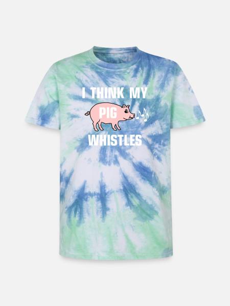I think my pig whistles - Unisex Premium Tie-Dye T-Shirt - Blue Spiral