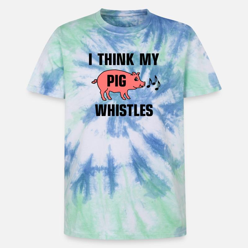 Je pense que mon cochon siffle - T-shirt tie-dye premium unisexe - bleu spirale