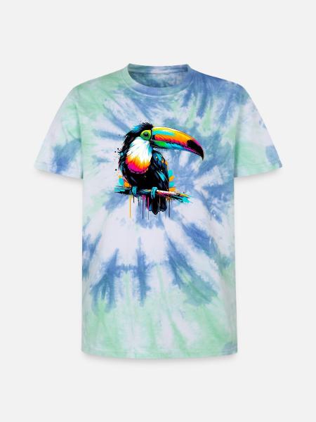 Toucan - Unisex Premium Tie-Dye T-Shirt - Blue Spiral