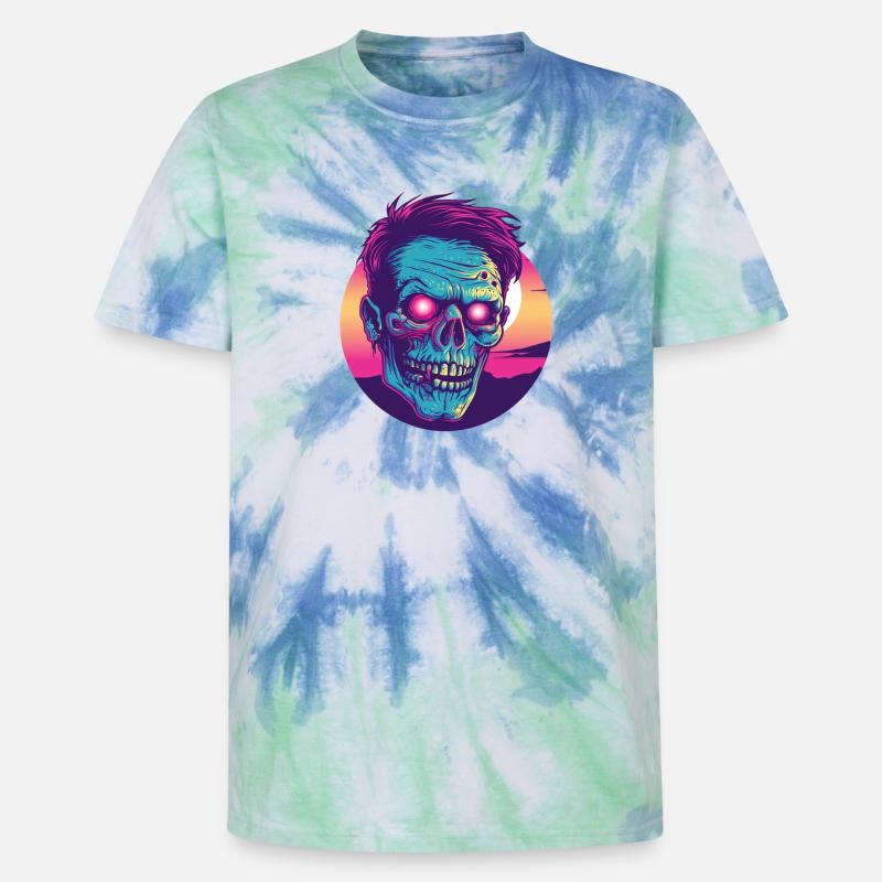 Zombie synthwave 2 - T-shirt tie-dye premium unisexe - bleu spirale