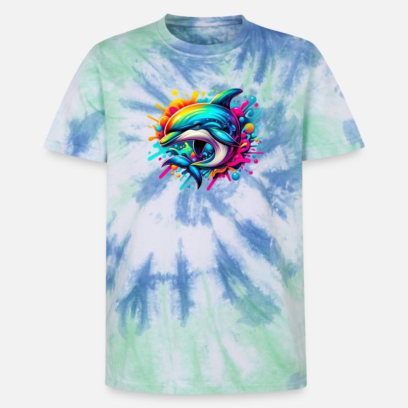 Delfin - Unisex Premium Tie Dye T-Shirt - Spiralblau