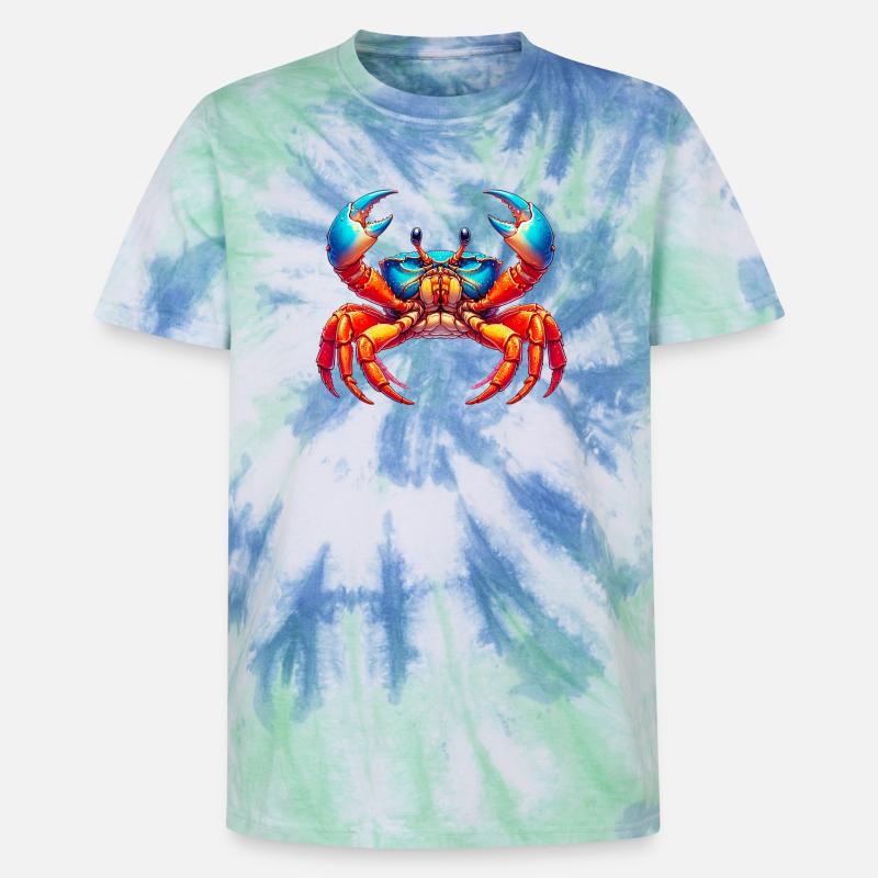 Crab - Unisex Premium Tie-Dye T-Shirt - Blue Spiral