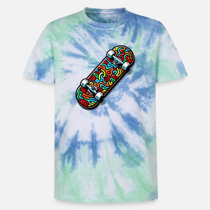 Skateboard - Unisex Premium Tie-Dye T-Shirt - Blue Spiral