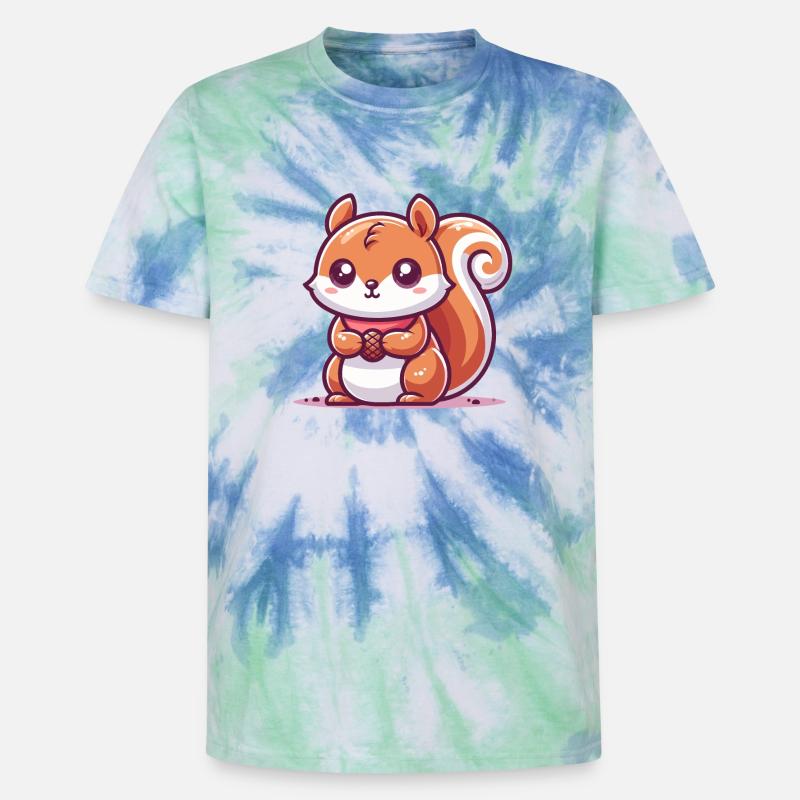 Squirrel with a seed - Unisex Premium Tie-Dye T-Shirt - Blue Spiral