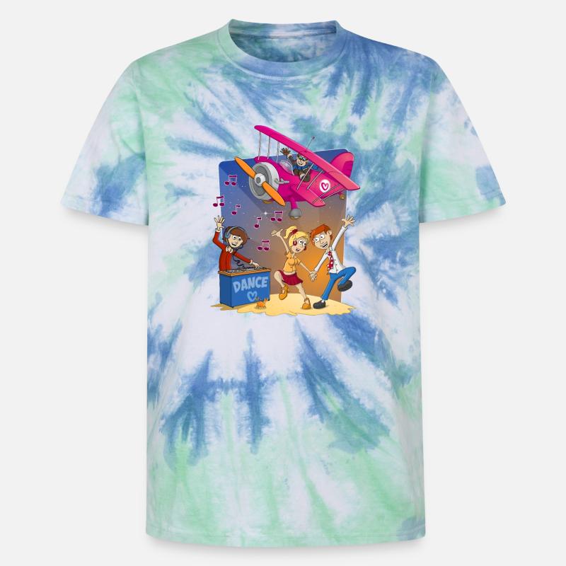 Danse, danse, danse, image joyeuse - T-shirt tie-dye premium unisexe - bleu spirale