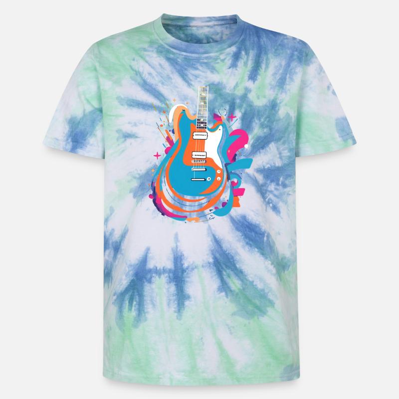 Bunte E-Gitarre - Unisex Premium Tie Dye T-Shirt - Spiralblau