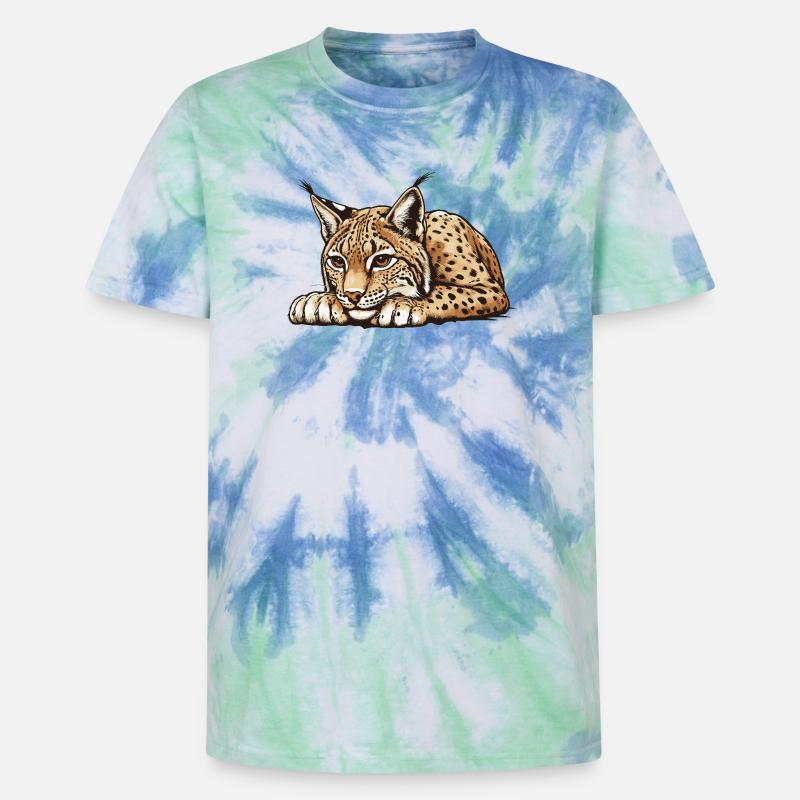 Luchs - Unisex Premium Tie Dye T-Shirt - Spiralblau