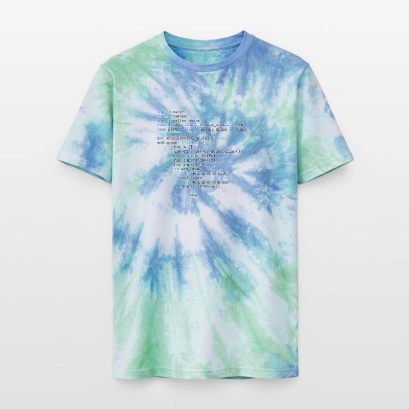 Python Make Coffee Function Unisex Premium Tie-Dye T-Shirt