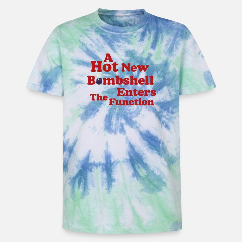 Bombshell at the Function - Unisex Premium Tie-Dye T-Shirt - Blue Spiral